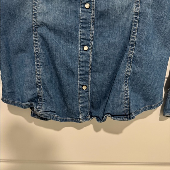 Zara Z1975 Denim Blue Snap Closure Button-Up Shirt - Picture 7 of 7